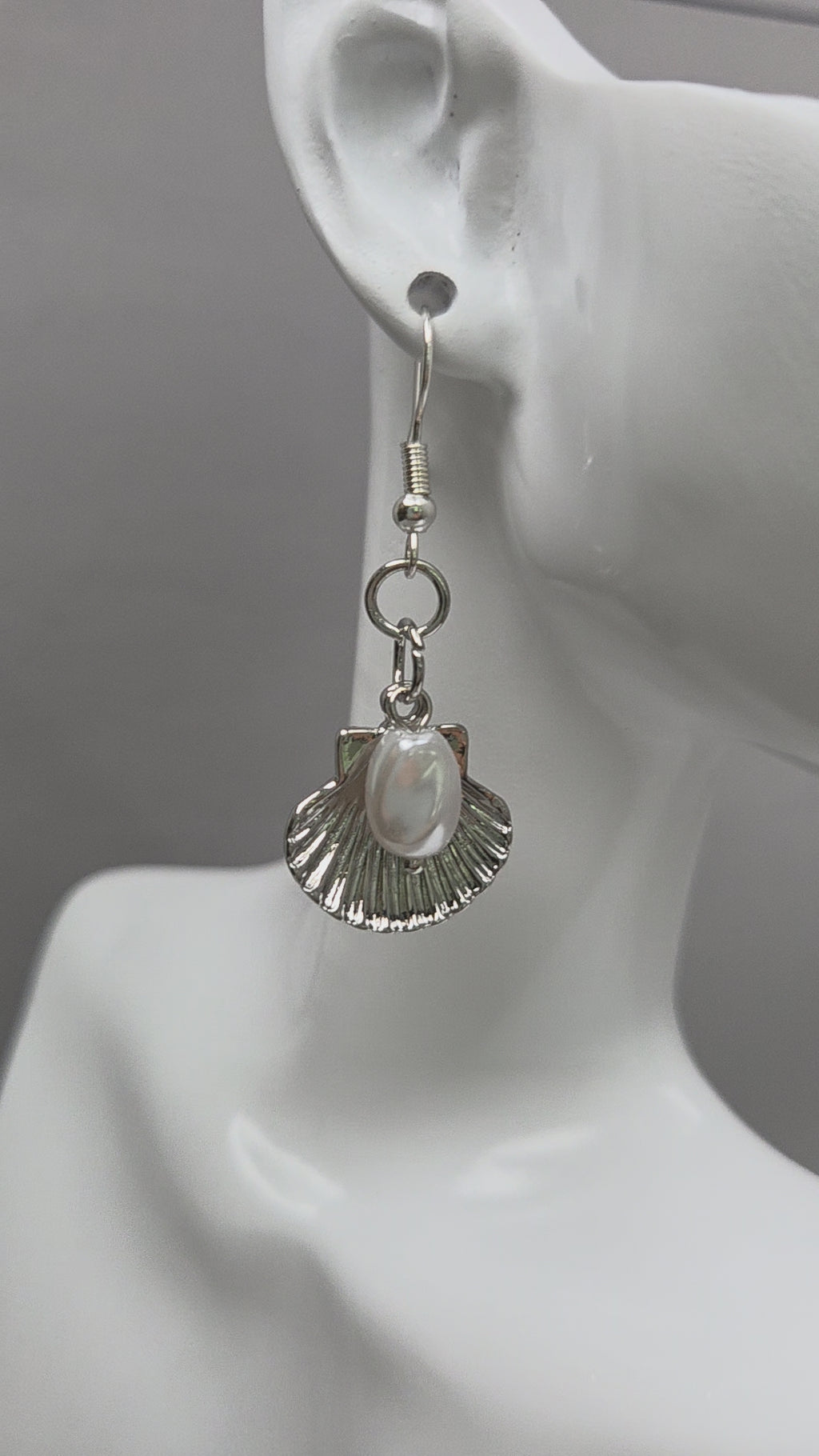 Silver Shell & Pearl Earrings