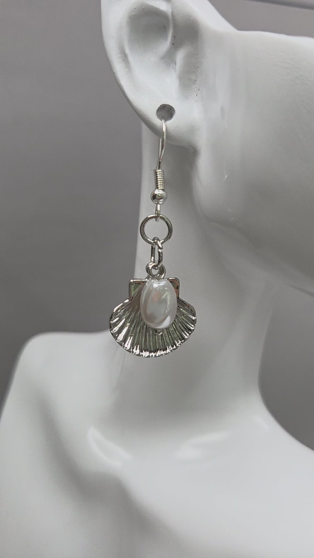 Silver Shell & Pearl Earrings