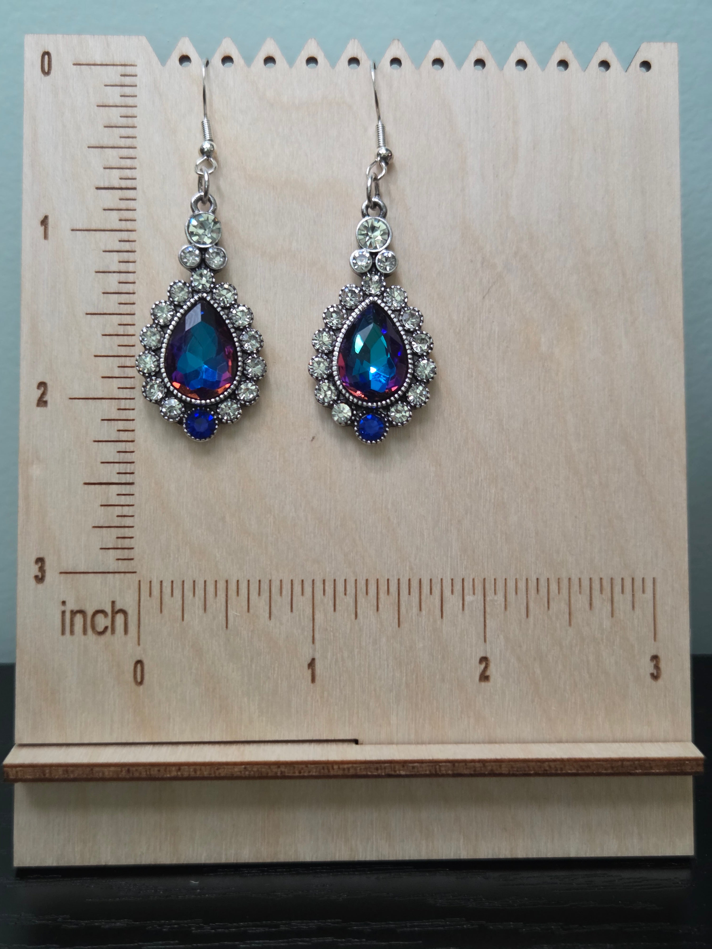 Iridescent Teardrop Glass Earrings