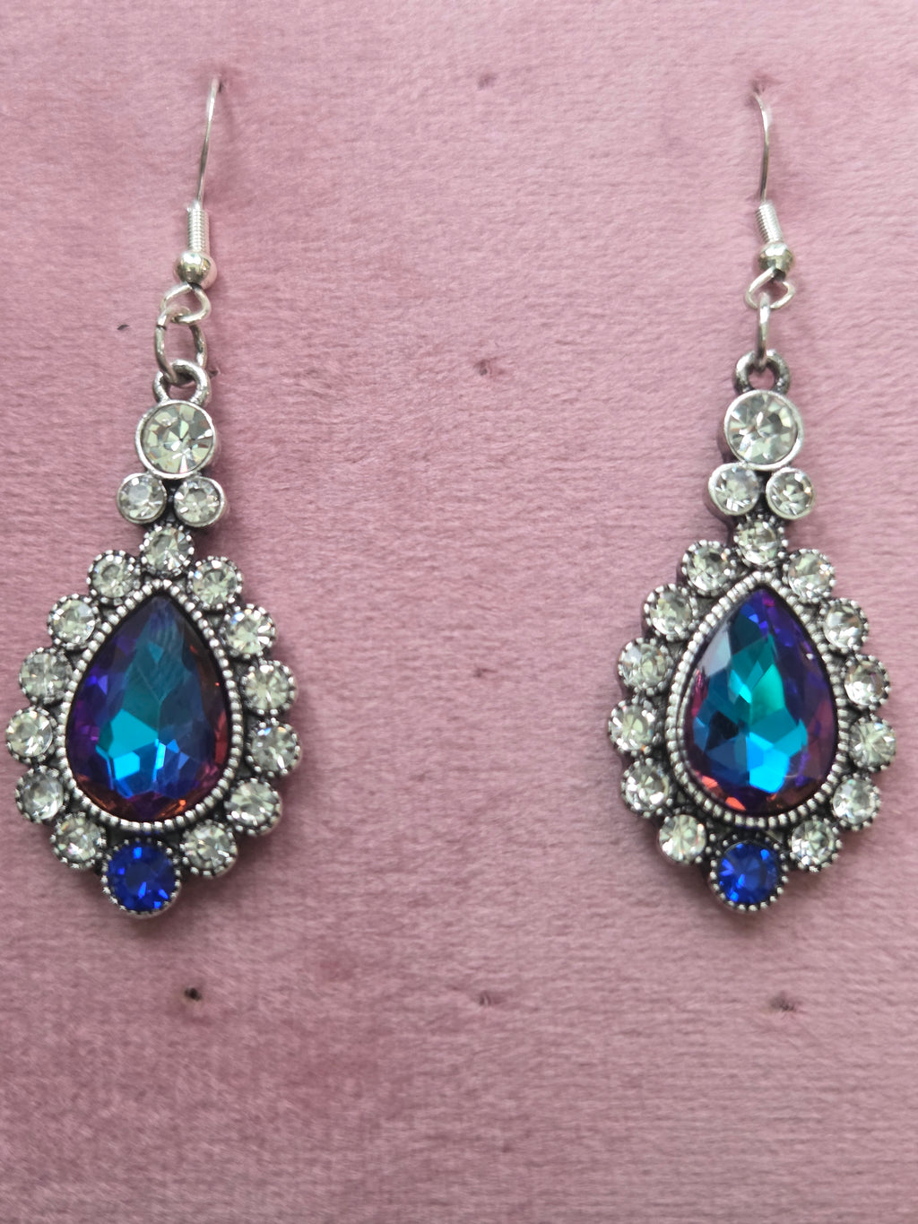 Iridescent Teardrop Glass Earrings